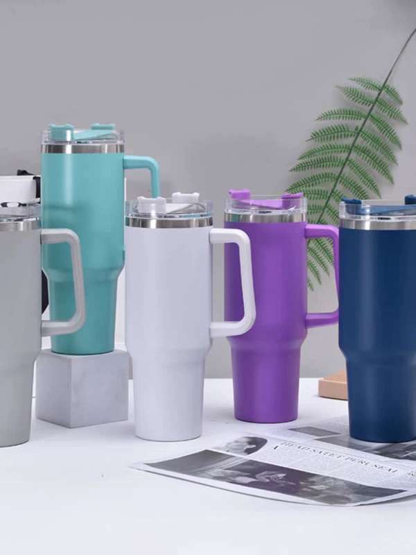 Travel Mug Stainless Steel Vacuum Flask with Straw Hot/Cold