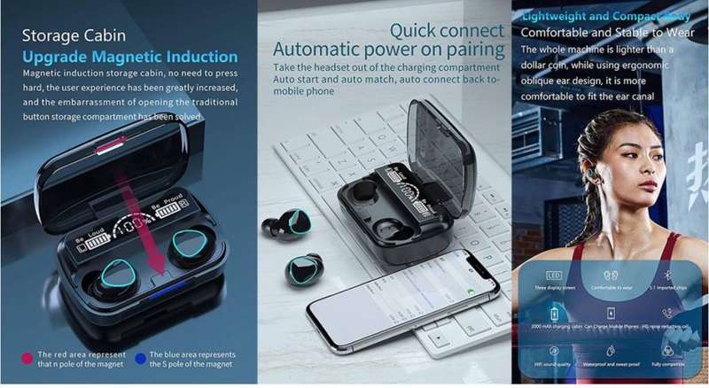 M10 TWS Wireles Bluetooth Earbuds with LED Display Charge Case