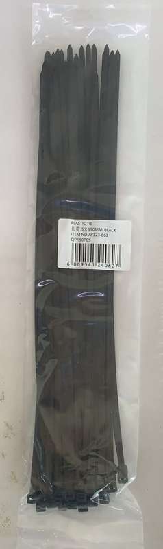 Plastic Cable Tie-5 x 350mm Pack of 50 Pieces Black