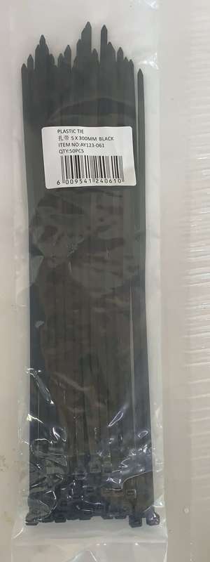 Plastic Cable Ties-5 x 300mm Pack of 50 Pieces Black