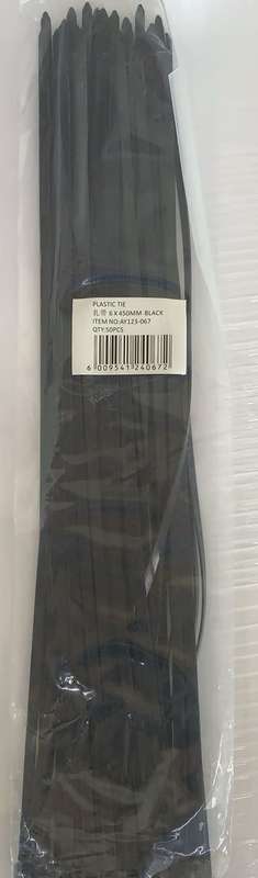 Plastic Cable Tie-6X 450mm Pack of 50 Pieces Black