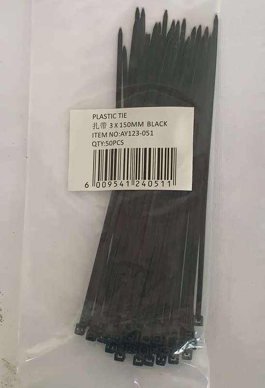 Plastic Cable Tie-3 X 150mm Pack of 50 Pieces Black