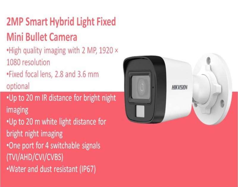 Hikvision 2MP Smart Hybrid Light Fixed Mini Bullet Camera