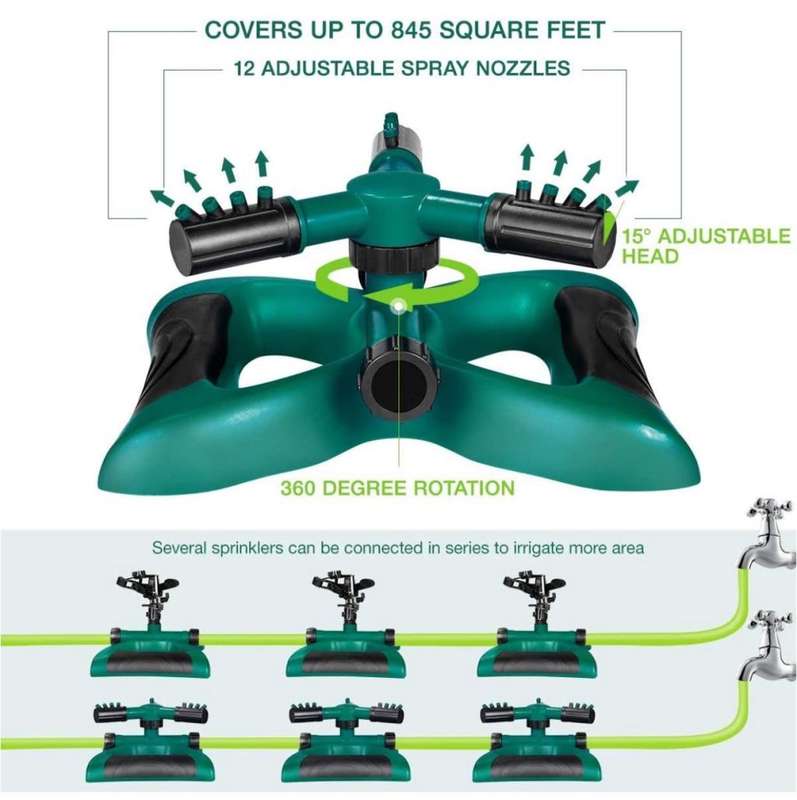 Garden Plants Grass and Lawn Water Sprinkler 360 Rotating System