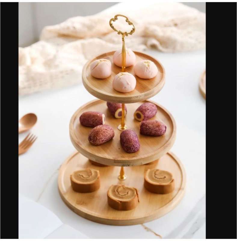 3 Layer Bamboo Cupcake Stand