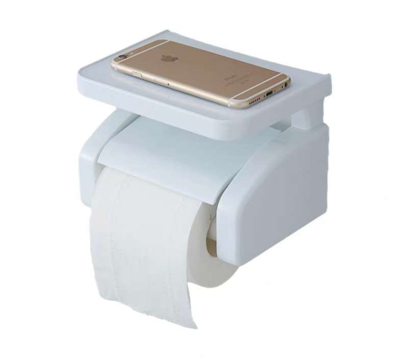 toilet roll holder with shelf and suction cup/ bathlux