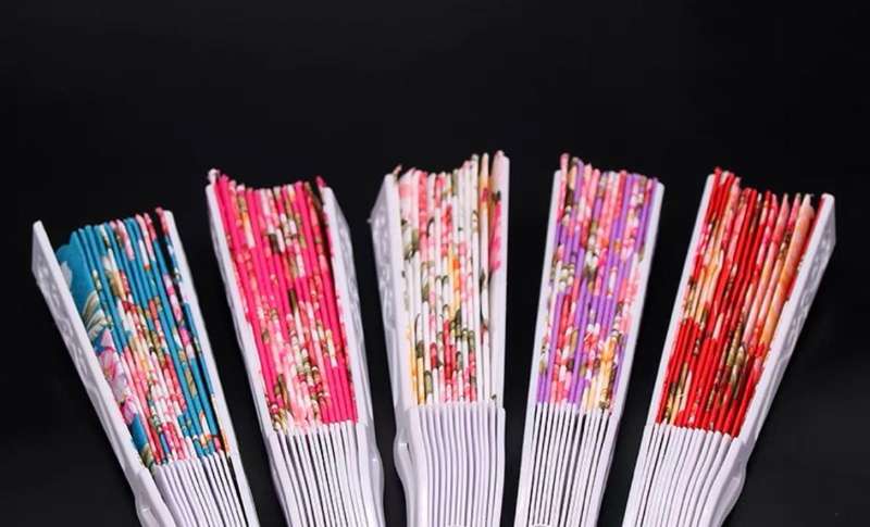 Keel Fan Chinese Style Lace Fan Printed Gold Powder Plastic  / assortment flowers