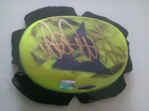 Authenticated Valentino Rossi Autographed knee slider (worn by Valentino Rossi)