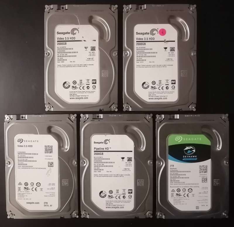 BULK LOT of 5 x 2Tb 3.5" SATA HDDs - PLEASE READ