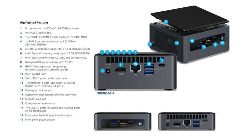 Intel NUC Mini PC - 8th gen i5, 8GB DDR4, 256GB SSD, Wifi - PLEASE READ