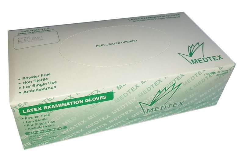 BOX of 100 LATEX EXAMINATION GLOVES