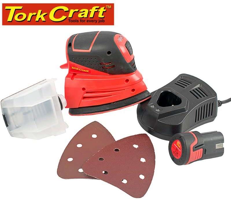 (R2000) Tork Craft Cordless 12V Mini Sander Incl. 1.3Ah Li-Ion Bat. & Charger
