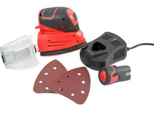 (R2000) Tork Craft Cordless 12V Mini Sander Incl. 1.3Ah Li-Ion Bat. & Charger