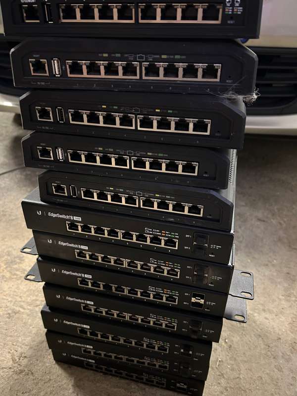 Ubiquiti 8 port PoE Edge switches for spares or repair. R50  each. 12 available.