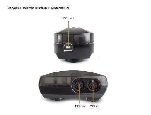 M-Audio MidiSport 1x1 16-channel MIDI in/out connectivity