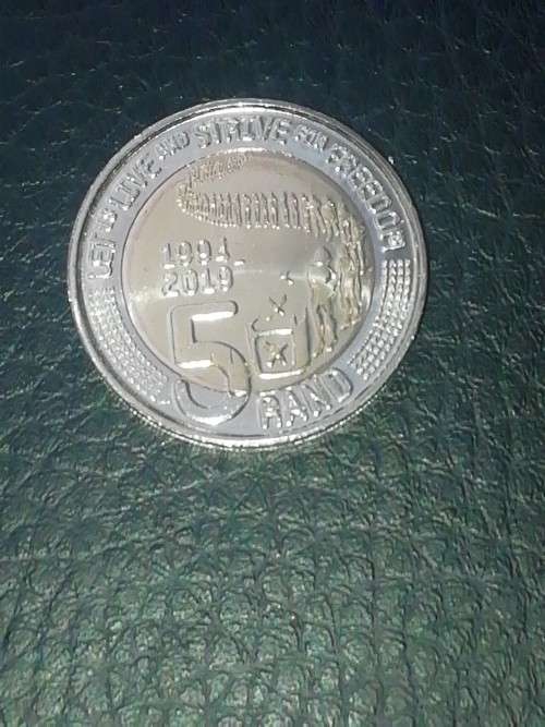 2019 R5: 25 Year Democracy (From a sealed S A Mint bag) - Uncirculated