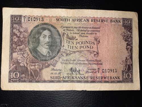 1952 Ten Pounds M H de Kock #010913