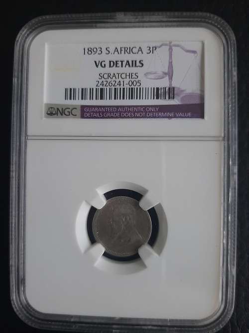 1893 ZAR 3 Pence VG Details NGC