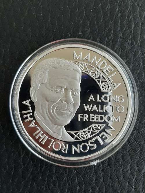 1993 Mandela Silver Plated 1 Ounce Medallion Proof Cameo