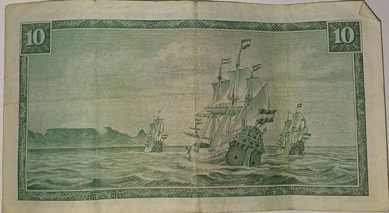 2nd Issue T.W de Jongh 10 rand bank note