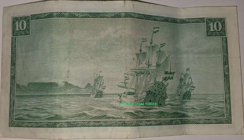 2nd Issue T.W de Jongh 10 rand bank note