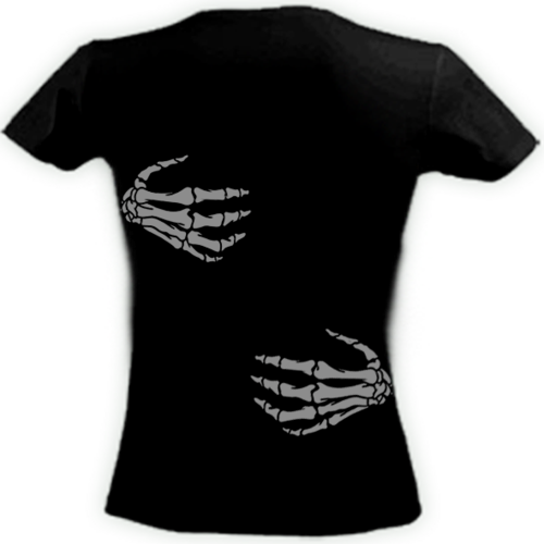 Rokitfly Brand/Skeleton Hands (Front or Back)Ladies T-Shirt,Long Sleeve T or Hoodie (FREE SHIPPING)