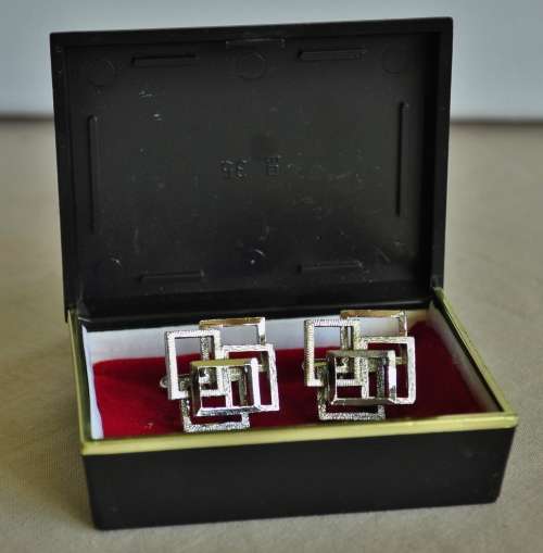 Vintage silver tone cufflinks in original box