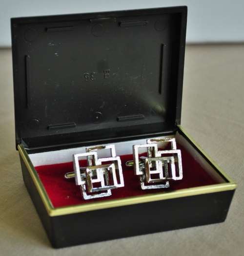 Vintage Silver Tone Cufflinks in Original Box