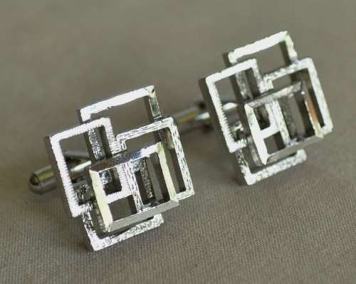 Vintage Silver Tone Cufflinks in Original Box