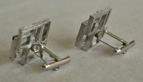 Vintage silver tone cufflinks in original box