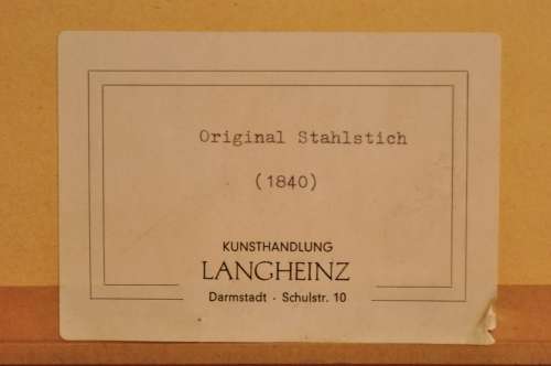 Antique steel plate engraving - Das Rathhaus und ein theil des marktplatzies in Darmstadt F ABRESCH