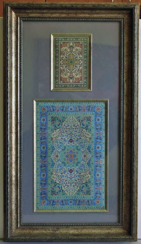 Framed decorative art piece - Persian carpet designs
