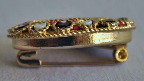 Vintage gold tone Italian micromosiac Millefiori brooch pin