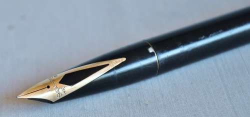 Vintage Sheaffer Black Snorkel Fountain Pen PFM - White Dot and 14ct Gold Nib