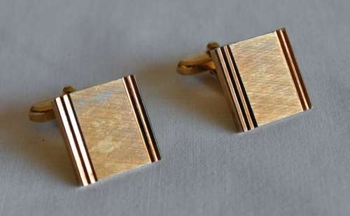 Vintage gold plated cufflinks in original red leather box