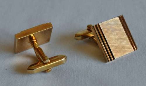 Vintage gold plated cufflinks in original red leather box