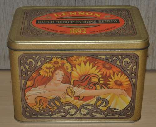 Vintage Lennon Dutch Medicines Home Remedy tin with stunning Art Nouveau Graphics