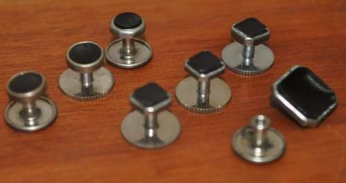 Mixed Lot Vintage Tuxedo Dress Shirt Studs Bottons - Silver tone and Black Enamel