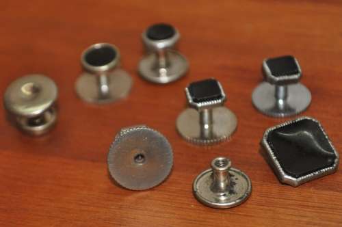 Mixed Lot Vintage Tuxedo Dress Shirt Studs Bottons - Silver tone and Black Enamel
