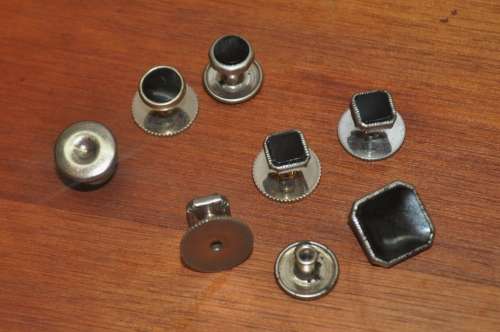 Mixed Lot Vintage Tuxedo Dress Shirt Studs Bottons - Silver tone and Black Enamel
