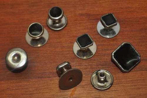 Mixed Lot Vintage Tuxedo Dress Shirt Studs Bottons - Silver tone and Black Enamel