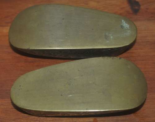 Vintage Pair of Engraved Brass Slipper Ashtrays - Made in India