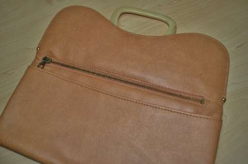 Retro 1970s Art Deco Revival Faux Leather and Bakelite Clutch Bag signed Retriever by Pointer
