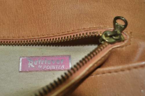 Retro 1970s Art Deco Revival Faux Leather and Bakelite Clutch Bag signed Retriever by Pointer