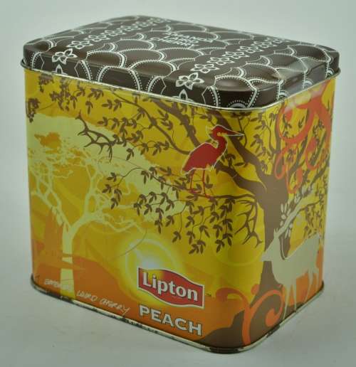 Pair of collectible contemporary Lipton Tea tins - Rooibos and Peach