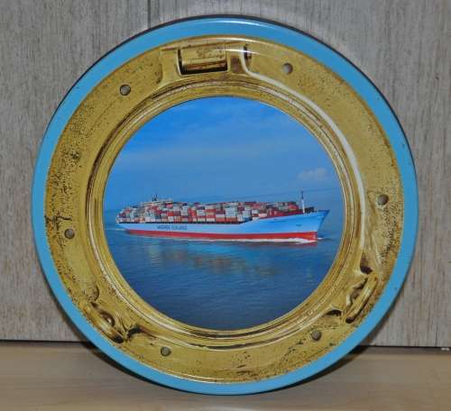 Collectible Ripensa Danish Butter Cookie tin commemorating the MAERSK Sealand Container Ship