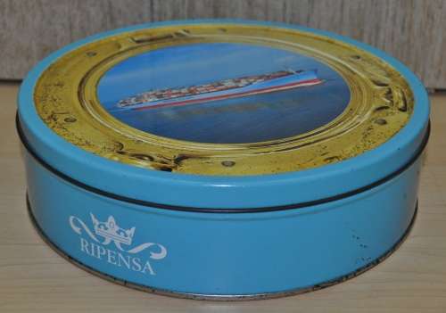 Collectible Ripensa Danish Butter Cookie tin commemorating the MAERSK Sealand Container Ship