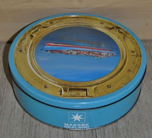 Collectible Ripensa Danish Butter Cookie tin commemorating the MAERSK Sealand Container Ship