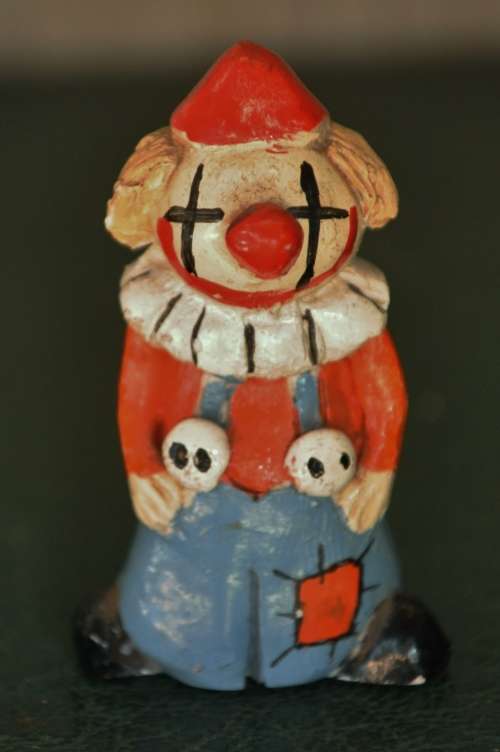 Vintage Hand Painted Resin Clown Figurine