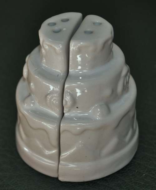 Collectible Porcelain Wedding Cake Salt and Pepper